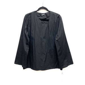 Marcellamoda New York Womens Black Asymmetric V-Neck Flutter Sleeve Blouse L